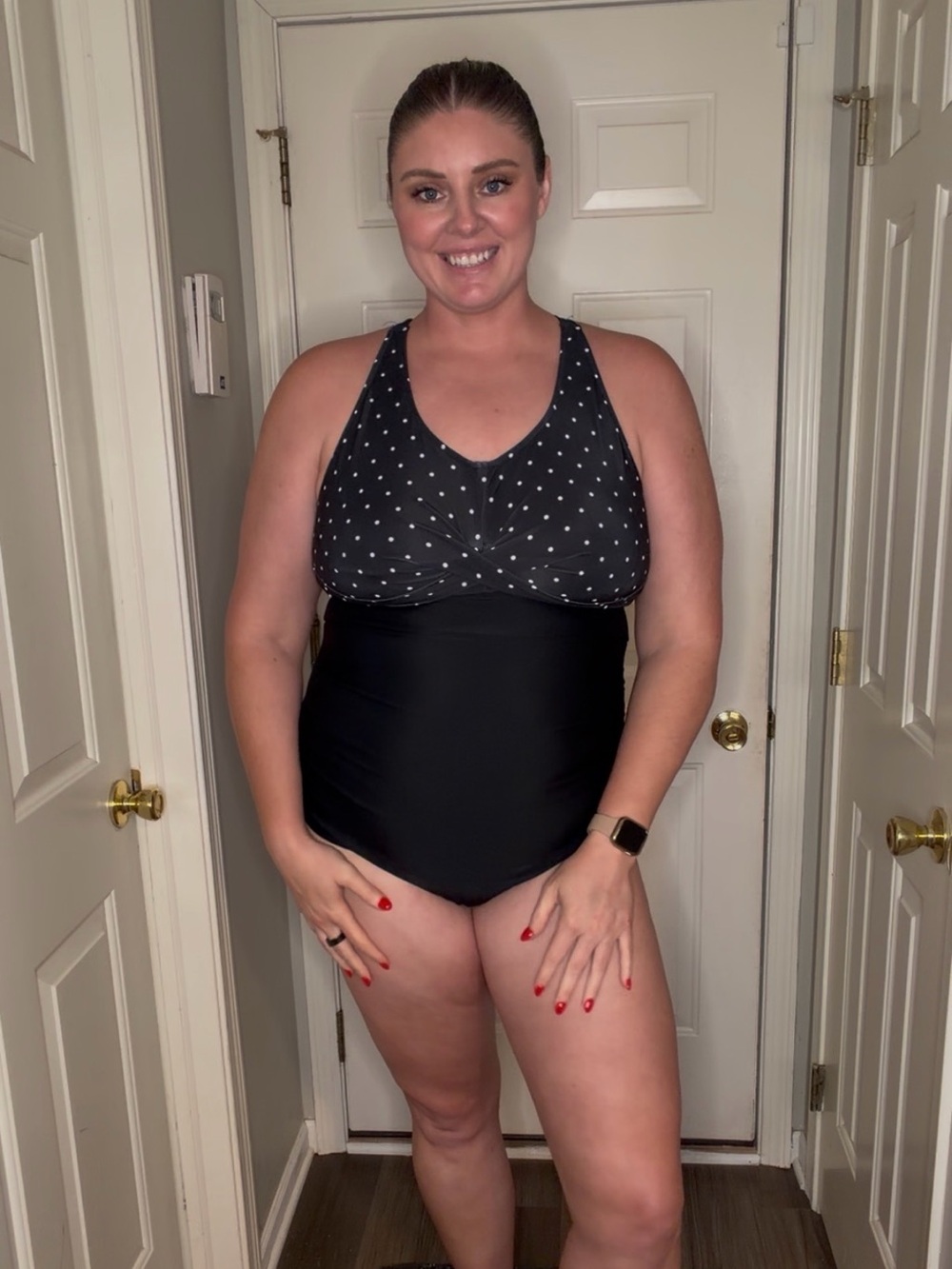 BloomChic Black and White Polka Dot One-Piece Swimsuit